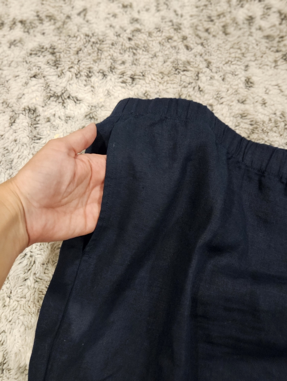 J. Jill Love Linen Dark Blue SZ 3X Pull On Capris W/Pockets 100% Linen - Picture 6 of 10